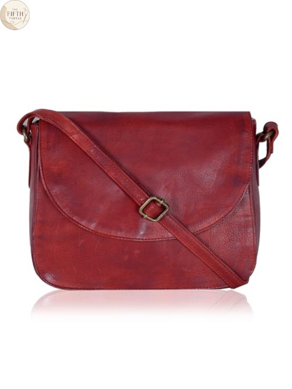 Genuine Leather Crossbody Bag Medium Adjustable Strap Flap Closure